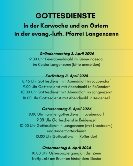 Gottesdienste in der Karwoche und OStern 2026 in der Pfarrei